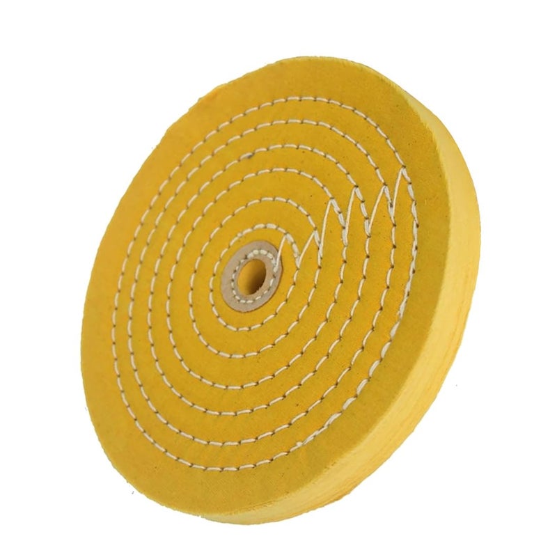 JUNLIXN 8'' 55 Ply Cotton Buffing Wheel - 5/8 Inch Arbor Hole Abrasive Cotton Buffing Polishing Wheel for Bench Grinder (Yellow) - Image 1